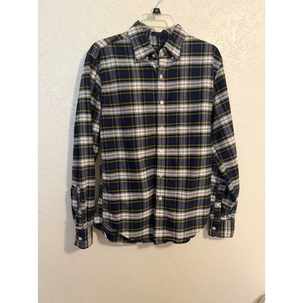 J.Crew Slim Fit Oxford Plaid Button Down Shirt Mens Medium Navy Green C4283